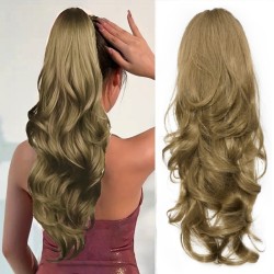 Extensie de par coada tip Mesa usor ondulata cu elastic de 52 cm Saten Mediu Ash 39085